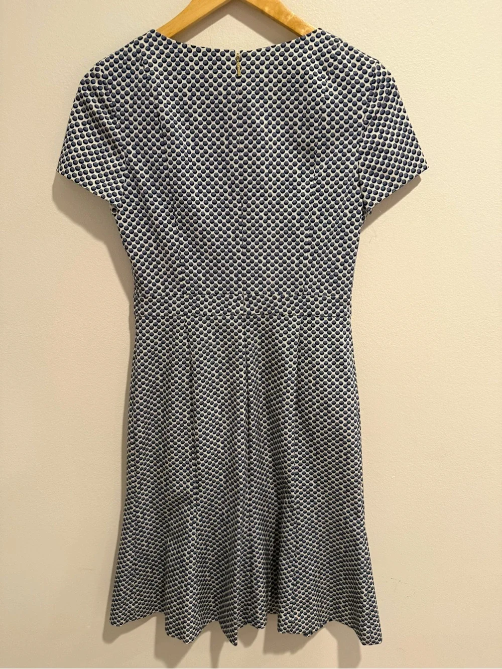 Tory Burch Shania Dress Blue Polka Dot Sz 4 A-Line Work Interview Designer